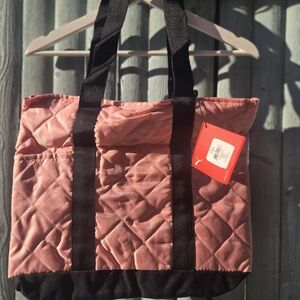 Puma Quilted Pink Tote Bag Athleisure Nylon Gym Travel NWT